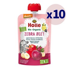 Holle 홀레 퀘치 지브라 비트 애플 바나나 6개월 아기 과일 퓨레 파우치 85g 10개