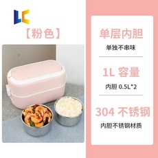 텐트밖은유럽 밥솥 캠핑용 전기 1인용 캠핑 미니 1인 밥통 차량용 식사 가열 상자 휴대용, 핑크 단층 1 L