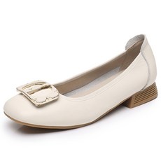 여성봄가을키높이가죽통굽구두