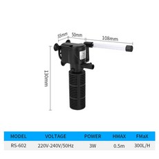 수족관용 사일런트 내부 펌프 EU 에어레이션 정수기 필터 수중 산소 어항 액세서리 3 in 1, 02 RS 602 EU, 02 RS 602 EU, 한개옵션1