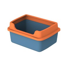 대야 고양이 트레이 목욕 대용량 물튀김 변기 침대 Wc 쓰레기통 애완동물 새끼 애완 청소 팬 샌드박스 용품 방지, 38x29x18.5cm, S-OR-BL Litter Box, 1개