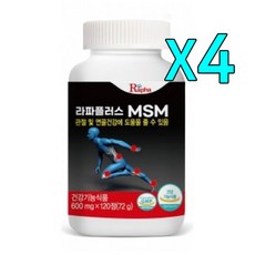 라파플러스 MSM 600mg x 120정(72g) x 4개 /관절 및 연골건강, 120정