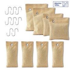 인테리어 대나무숯 면마 파우치 친환경 탈취제 습기제거(끈 S고리) 8P세트(베이지), 1개