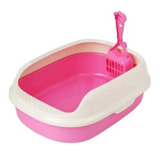 고양이 쓰레기통 밀폐형 변기 세척하기 샌드박스 높은 측면 침대팬, Pink red