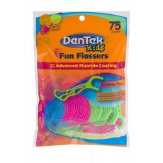 DenTek Kids Fun Flossers | 식품 및 플라그 제거 | 75 개 | 3 팩, 단일상품