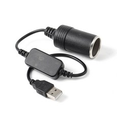  홈카 USB 시거잭 승압 전원 케이블 변환기 변압 5V to 12V 블랙 1개 