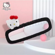 해외 직배송 귀여운 헬로키티 룸미러 패브릭 커버 실내 장식 인테리어 여성 차량 꾸미기 새차선물 검수 출고, B.블랙(18x8cm), 1개