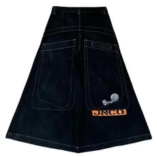 JNCO 헐렁한 청바지 고딕 자수 하이 퀄리티 Y2K 힙합 웨이스트 스트리트웨어 블랙 와이드 레그