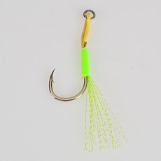TOLU 메탈 지그 테일 어시스트 PE 라인 페더 솔리드 링 지깅 uv 피쉬 10-120g 루어 낚시 13-22 10 개, 07 13, 01 GREEN SINGLE HOOK, 1개