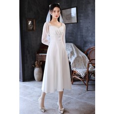 제주스냅 원피스 2부 브라이덜샤워 하트넥 리마인드 웨딩 셀프 드레스 스몰