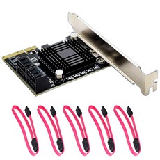 JMB585 칩 5 포트 SATA 3.0 PCIe 확장 카드 4X Gen 3 PCI Express SATA 어댑터 SATA 3 컨버터 (HDD SSD 용 방열판 포함)|추가 카드, 1개, 단일, 단일