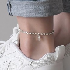 딩동샵 작은 십자가 둥근 체인 남자 여자 팬던트 발찌