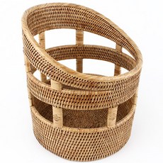라탄 원형 바게트 바구니 1, 소 (지름 26cm), 1개