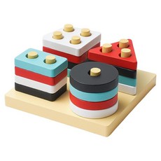 GHSHOP 유치원 선물을위한 나무 분류기 스태킹 색상 분류기, 광장 다채로운, 기타, 활기 없는, 1개