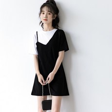 여자 반팔 여름 원피스 블랙 앤 화이트