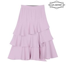 앳코너 퍼플 폴리에스터 캉캉 미디 스커트 ATSK8D111U2