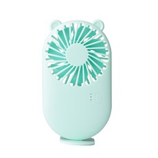 USB선풍기 디퓨저 고양이 미니 USB휴대용 충전 미니선풍기 학생기숙사 휴대용 핸드형 USB, T06-포켓형 리틀베어 그린색(800배터리)충전선