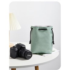 ANYOU 휴대용 카메라 렌즈 가방 파우치 연두색 방수 회색 살구색 크로스백 삼각대, 1개