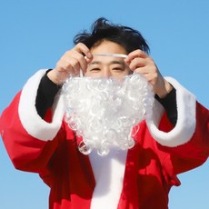 스투피드 산타 수염, 1세트, 럭셔리 꼬불꼬불 화이트 1개입