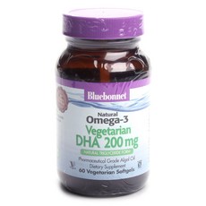 블루보넷 내츄럴 오메가-3 베지테리안 DHA 200mg 베지테리안 소프트젤 무설탕 비건 글루텐 프리, 60개입, 1개