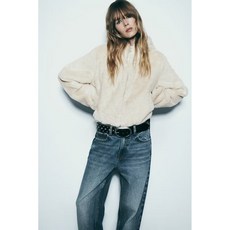 ZARA 가을 여성 인조 퍼 후드 집업 자켓 재킷 오버핏 부클 6318250 712