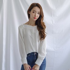 겟잇미 데이트 긴팔 퍼프 보트넥 블라우스
