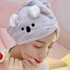 데일리공감 물먹는 퀵드라이 수건 극세사 드라이 헤어타올 물기 흡수력 3배수건 머리수건 캐릭터타올 건조타올, 코알라, 1개