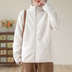 겨울 여성 하이넥 박시핏 집업 후리스 부드럽고 포근한 뽀글이 상의