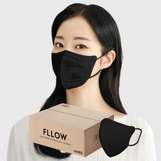 플로우 KF94 귀안아픈 숨쉬기편한 새부리형 마스크 대형, 5개입, 20개, 블랙
