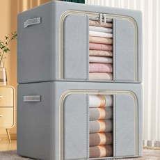 투명 강철 프레임 보관 간단한 변경 의류 계절 스타일 주최자 상자 Underbed 현대 이동, 3 단일 창 더블 라이트 그레이 66L 50 40 33, 1개