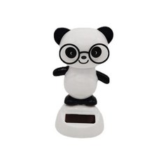 안경 달린 태양광 발전 귀여운 팬더 자동 헤드 스윙 인형 자동차 대시 보드 장식 선물 자동 장식 인테리어 자동차 펜던트, 1개