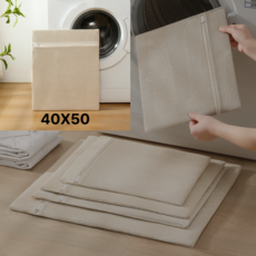 셀프웰 친환경 순면 세탁망 40X50 2개 묶음 사각 무형광 속옷 양말 티셔츠 아이옷 건조기, 베이지