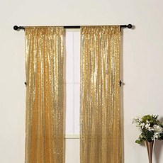 EOM 2Pcs 2Ft x 8Ft 골드 스팽글 배경 커튼 반짝이 사진 배경 웨딩 파티 휴일 축제 장식을위한 시퀀스 크리스마스 [Gold] - E021408K7768PG3, Gold