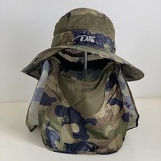 피닉무역 남여 야외 자와선 차단 접이식 낚시 모자, M (56에서 58CM), 카모그린