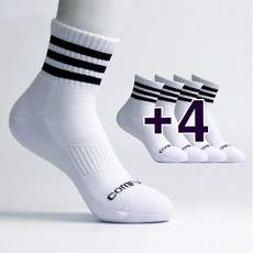 컴프로 여성 스포츠 중목 쿠션 기능성 양말 5족세트, 흰색-검정 5개