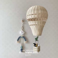 남자 여자아기방꾸미기 라탄 열기구 모빌 LED, 원색