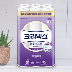  크리넥스 천연펄프 3겹 순수소프트 알로에 27m 롤화장지, 30개입, 1개 