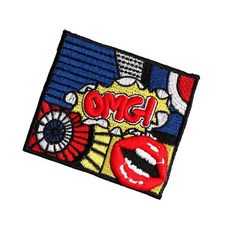 영화사 카툰 OMG 입체 입술 모양 사각 와펜 (OMG2), 1개, 레드