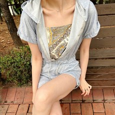 남녀공용반팔반바지점프수트