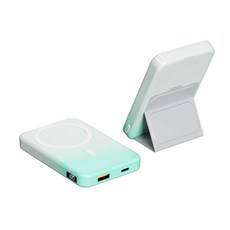 고속 무선 충전 미니 맥세이프 보조배터리 10000mAh 22.5W 1개 흰색과 녹색