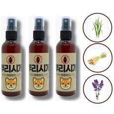 뿌리시개 강아지 진드기 천연 스프레이 모기 해충 기피제 퇴치제, 3개, 100ml