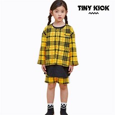 타이니킥 타탄체크 가디건 슈트상하 옐로우