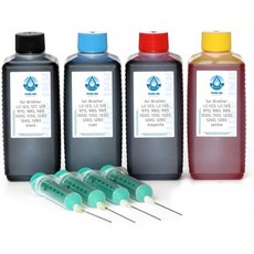 4 x 100ml 퓨어잉크 재잉크 잉크 LC-121 형제 LC-123 LC-125 LC-127 LC-129 LC-900 LC-970 LC-980 LC-985 LC-1000, 1, 단일옵션