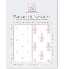 SwaddleDesigns Marquisette Swaddles 2 개 세트 프리미엄 코튼 모슬린 Dottie 하트 파스텔 핑크 리