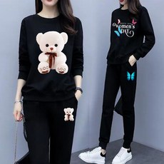 Tagi.패션 여자 기모 운동복 빅사이즈 봄가을 데일리 루즈핏 트레이닝 상하세트