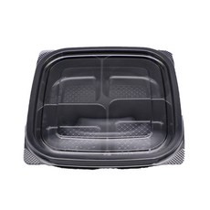 사각찬용기 150-4칸(검정) 50개 찬용기 반찬용기 도시락용기 일회용기 포장용기