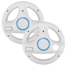 레이싱휠거치대 레이싱게임 레이싱휠 닌텐도 wii 카트 게임을위한 2pcs 카트 레이싱 스티어링 휠 마리오 게임 액세서리를위한 원격 컨트롤러 콘솔, 2개 흰색, 2개