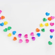 레인보우 입체 러블리 하트 가랜드 생일용품 글램핑 20대여성 셀프웨딩 홈파티 족자, 1개