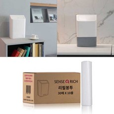 센스큐 호텔 인테리어 벽걸이 휴지통 원터치 쓰레기통 6L 냄새차단 다용도 기저귀휴지통 리필봉투, 리치전용봉투_300장, 1개