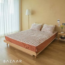 [바자르] 윈터플라워 착번아웃 극세사 밴딩 패드(Q), 색상:그레이